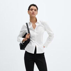 MANGO Women’s Tailored Cotton Button Up Shirt 4 / Small